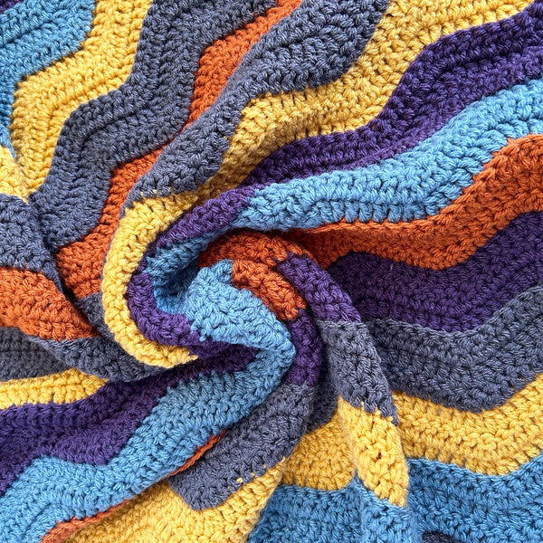 Crochet Wavy Blanket - Ready to Ship -35”x35”
