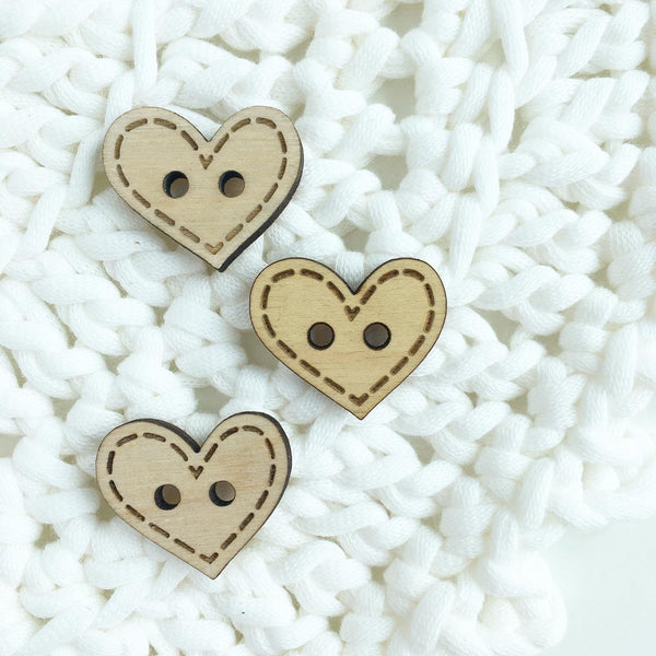 Wood Button - Ready to Ship - Heart