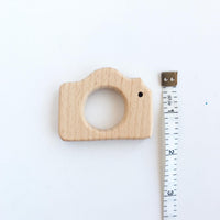 Natural Wood Teether - Ready to Ship - Dino - Milk - Ice Cream - Bunny - Camera