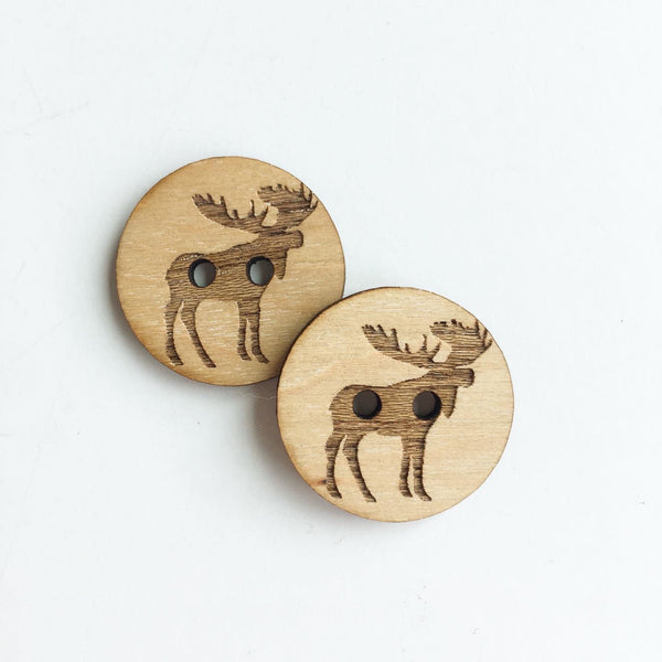 Wood Button - Ready to Ship - Moose