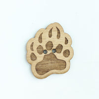 Wood Button - Ready to Ship - Bear Paw