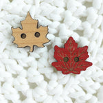 Wood Button - Ready to Ship - Maple Leaf