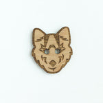 Wood Button - Ready to Ship - Wolf