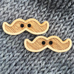 Wood Button - Ready to Ship - Moustache